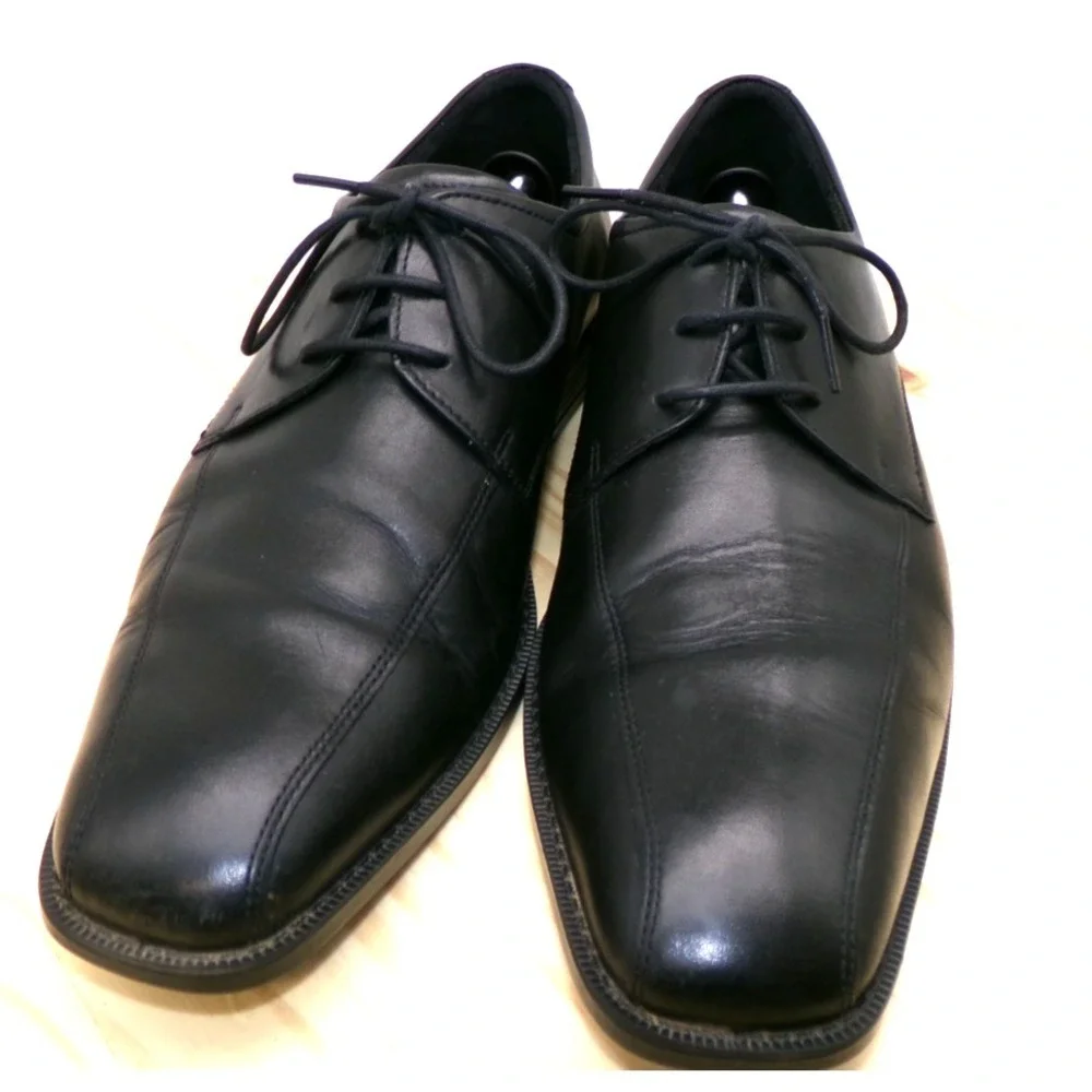 ECCO Edinburgh Oxford Dress Shoes Mens Black Sz 47 US 13 - 13.5 Bike Toe Leather